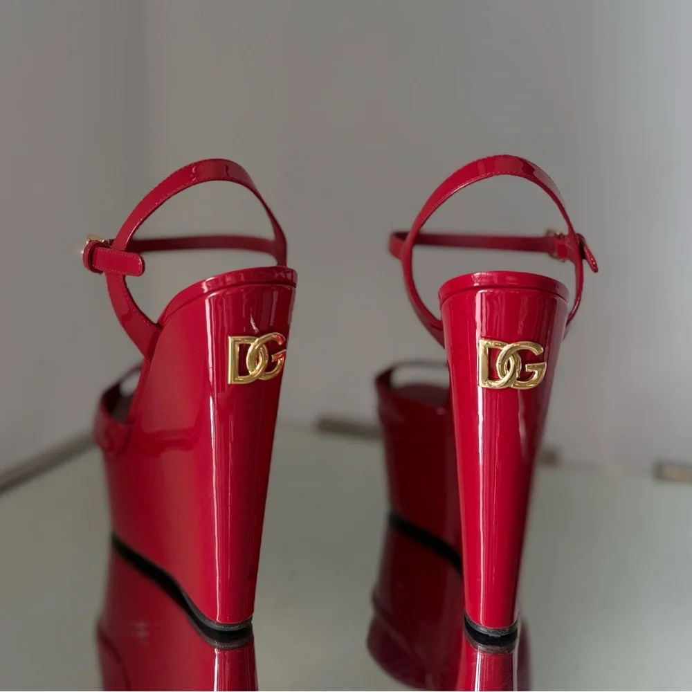 Like new DOLCE & GABBANA Ankle-strap Platform Wedge Sandals In Red $1,020